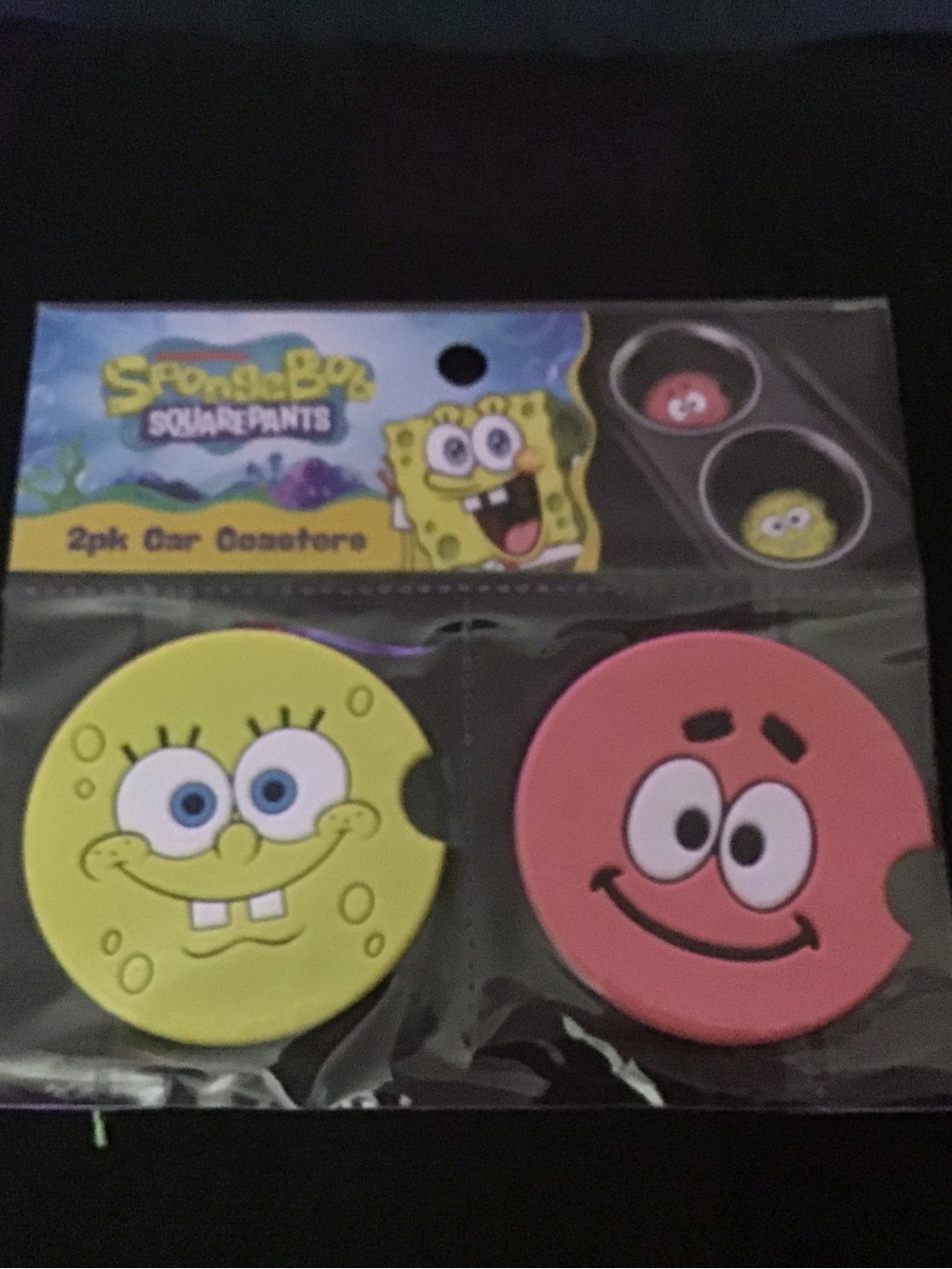 SpongeBob Squarepants Yellow SpongeBob & Pink Patrick Face Car Coaster Set
